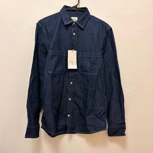 Zara Indigo Denim Button-Up Shirt